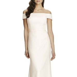 Dessy Collection White/Ivory Crepe Gown